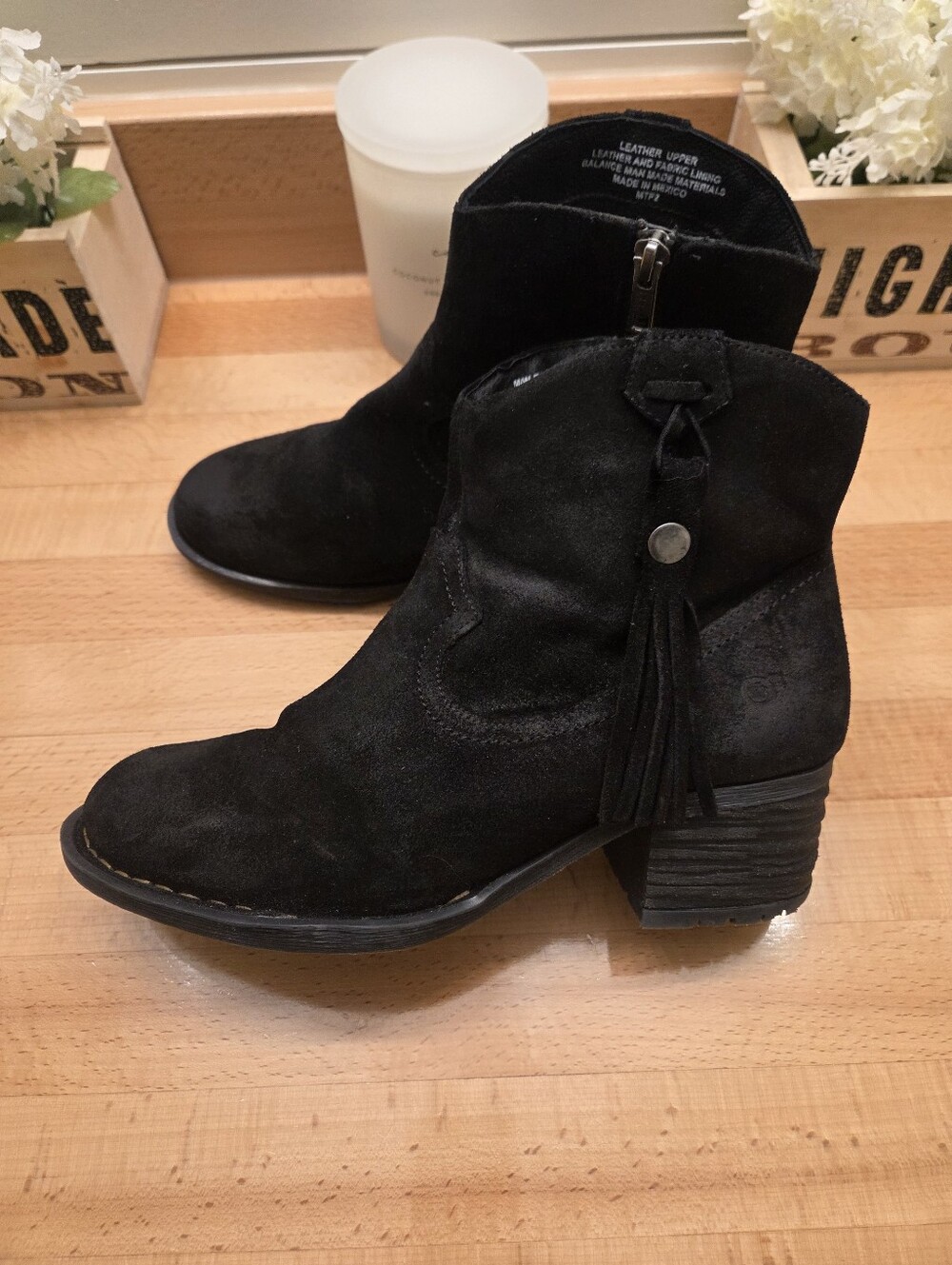 Born Alondra Black Suede Ankle Boots Women's Size 10 - Picture 6 of 10